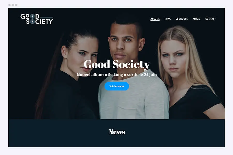 Modèle de site pour un groupe de musique - Hubside
