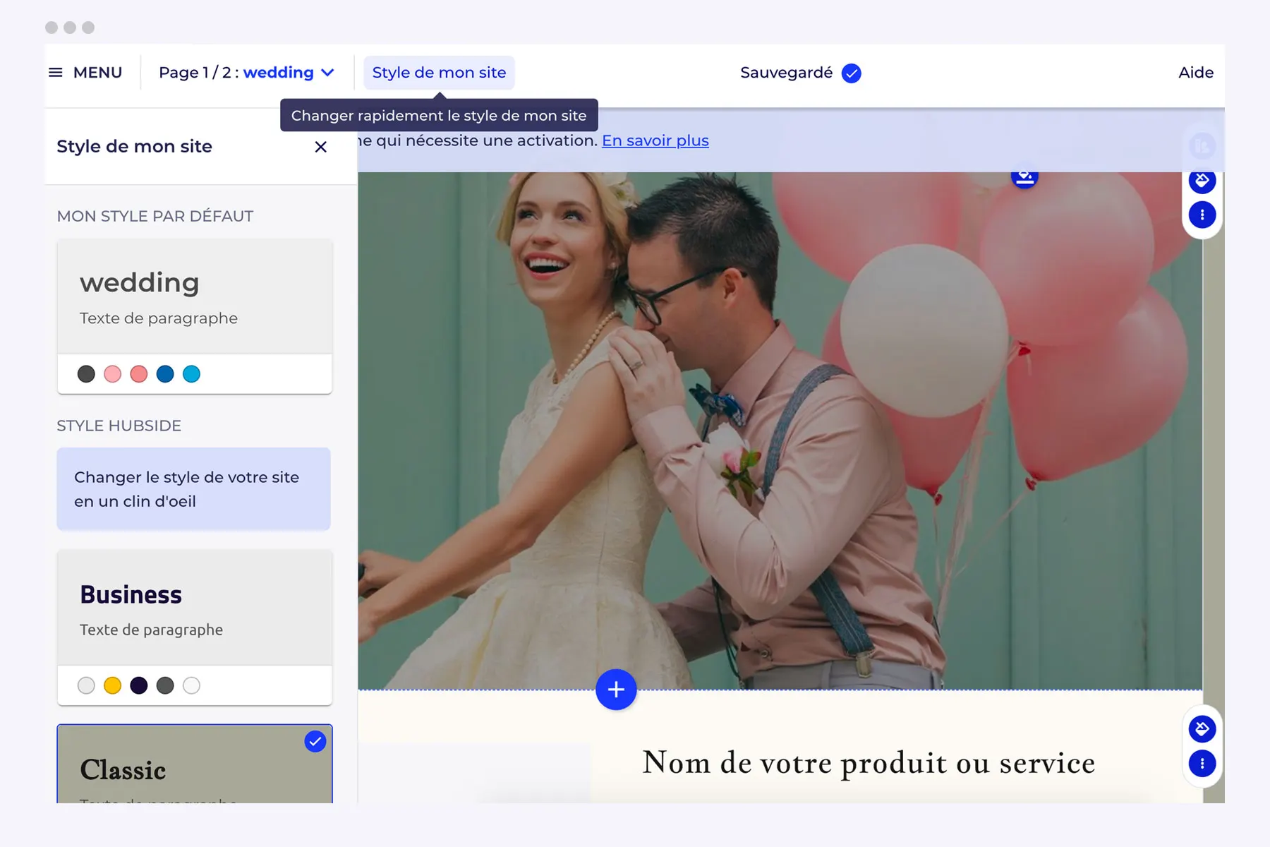 Un changement de style en quelques clics avec Hubside