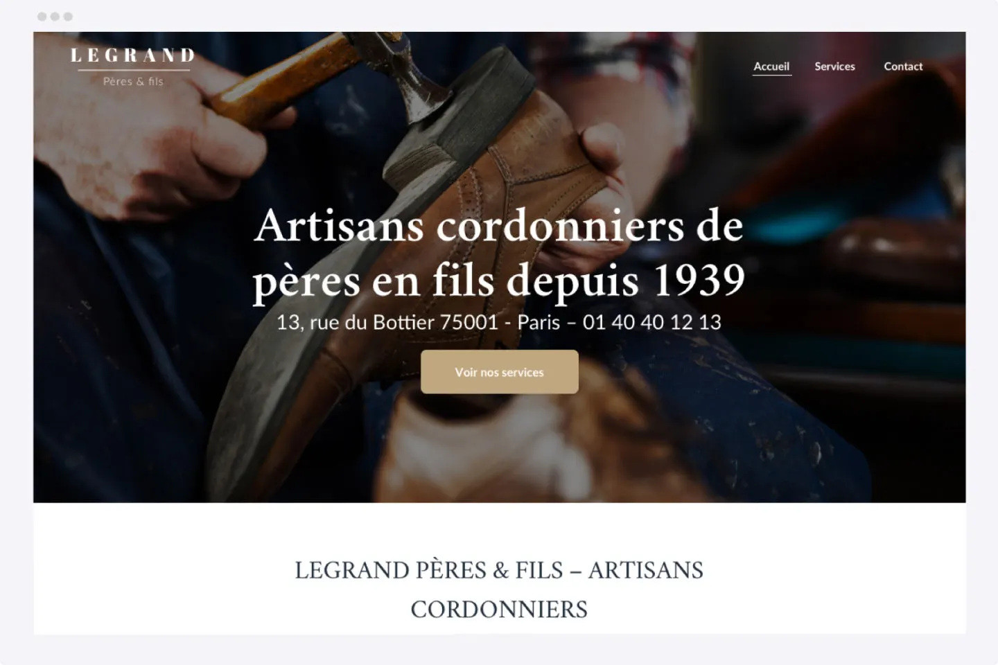 Entête du modèle de site cordonnier Entête du modèle de site cordonnier | Hubside