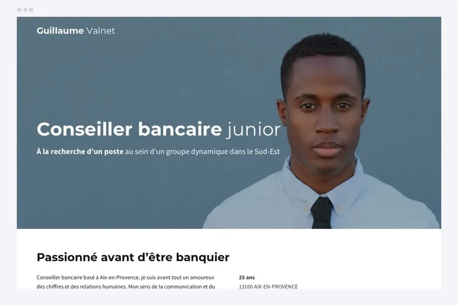 EXEMPLE SITE CV CONSEILLER BANCAIRE - HUBSIDE