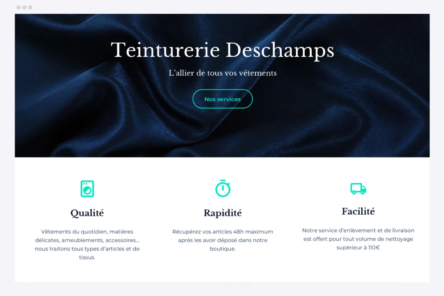 Prestations et services - modèle de site teinturier Prestations et services - modèle de site teinturier | Hubside