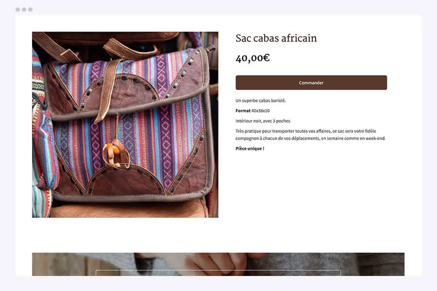 Fiche produit - Message clair - Hubside