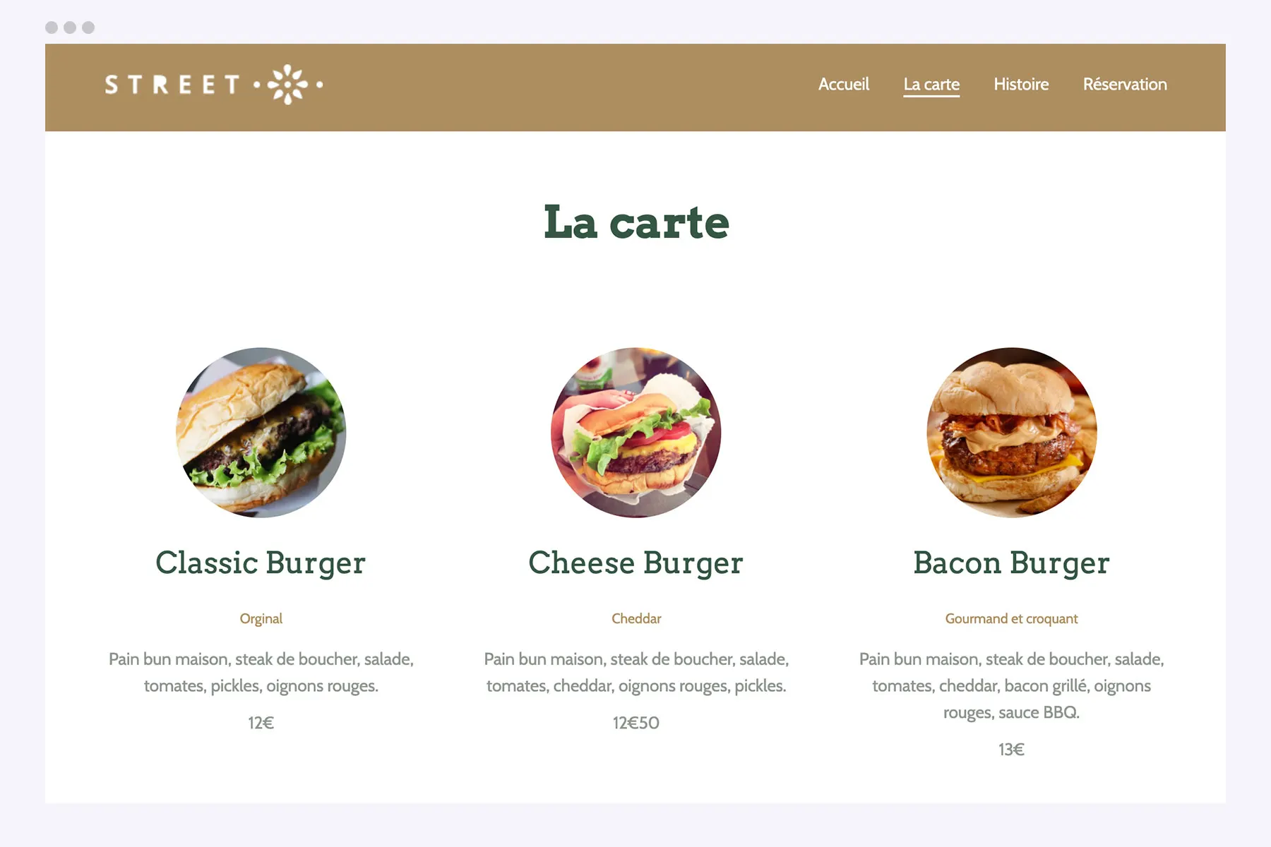 votre menu est la meilleure carte de visite